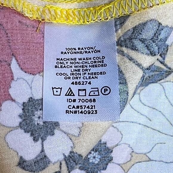 Loft beach yellow floral flutter sleeve maxi wrap dress size M - Picture 13 of 14